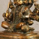 Pure Brass Panchmukhi Hanuman Statue 9.5" | Crossed Legs | Antique Bronze | 4.9 kg Exquisite Divine Strength | 9" Width, 5.5" Depth | Power & Devotion